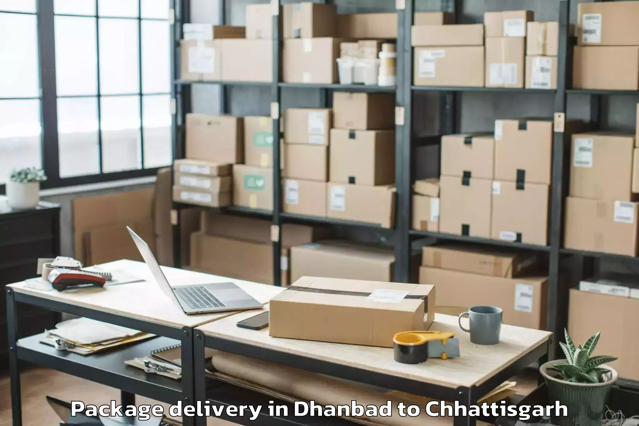 Expert Dhanbad to Indira Gandhi Krishi Vishwavid Package Delivery